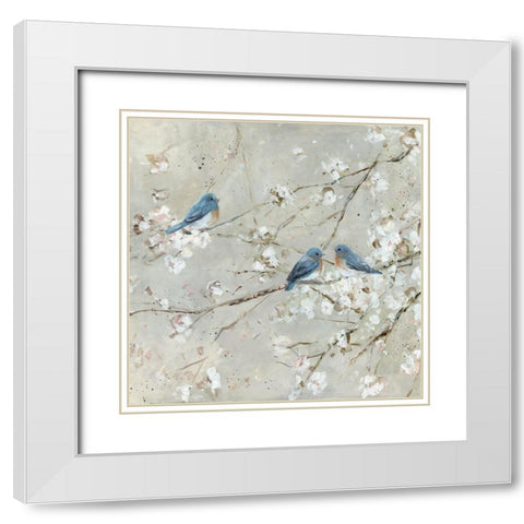 Blue Bird Melody White Modern Wood Framed Art Print with Double Matting by Swatland, Sally