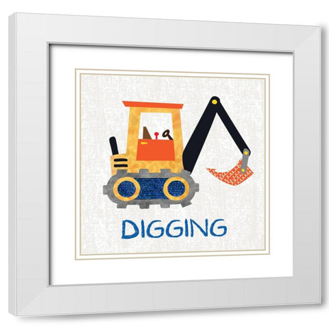 Digging White Modern Wood Framed Art Print with Double Matting by Knutsen, Conrad