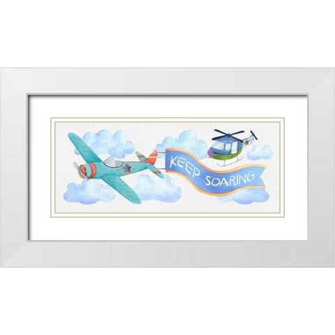 Soar Airplane White Modern Wood Framed Art Print with Double Matting by Knutsen, Conrad