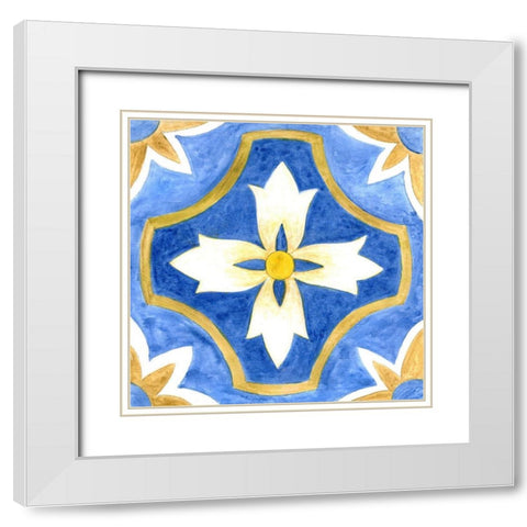 Odyssey Tile I White Modern Wood Framed Art Print with Double Matting by Tava Studios