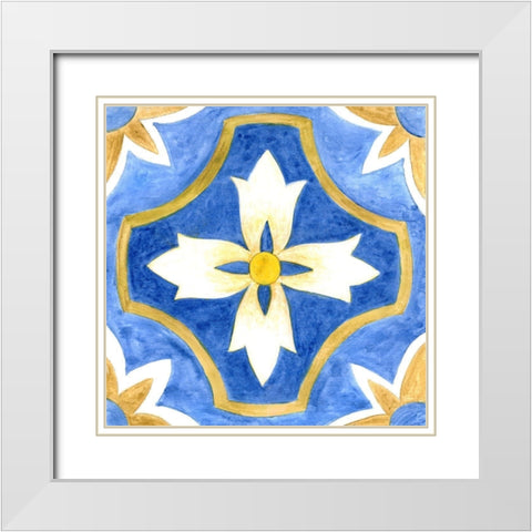 Odyssey Tile I White Modern Wood Framed Art Print with Double Matting by Tava Studios