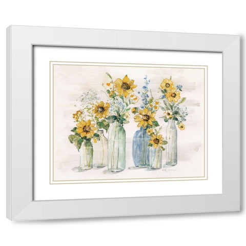 Sunflower White Modern Wood Framed Art Print with Double Matting by Swatland, Sally