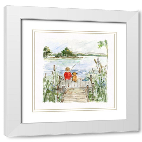 Lake Friends White Modern Wood Framed Art Print with Double Matting by Swatland, Sally