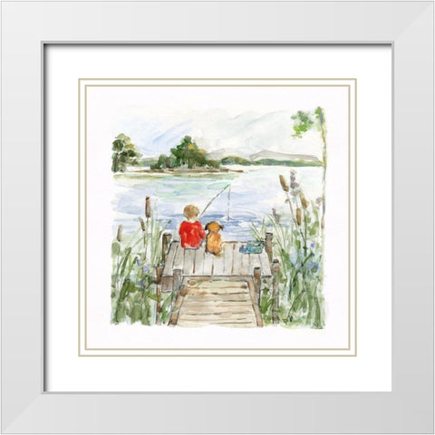 Lake Friends White Modern Wood Framed Art Print with Double Matting by Swatland, Sally