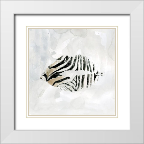 Zebra Kisses II White Modern Wood Framed Art Print with Double Matting by Robinson, Carol