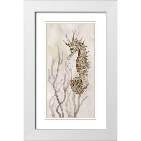 Neutral Seahorse II White Modern Wood Framed Art Print with Double Matting by Robinson, Carol