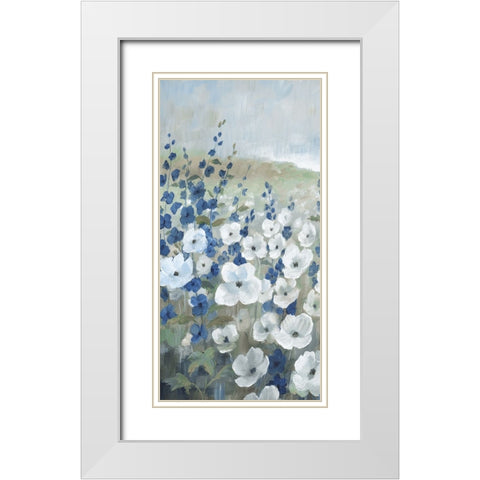 New Meadows Flowers I White Modern Wood Framed Art Print with Double Matting by Nan