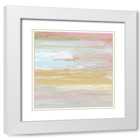Pastel Sunset I White Modern Wood Framed Art Print with Double Matting by Nan