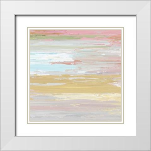 Pastel Sunset I White Modern Wood Framed Art Print with Double Matting by Nan