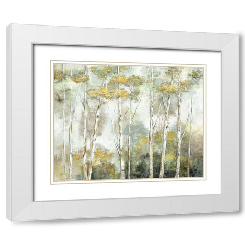 Twinkling Trees White Modern Wood Framed Art Print with Double Matting by Nan