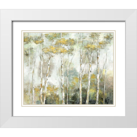 Twinkling Trees White Modern Wood Framed Art Print with Double Matting by Nan