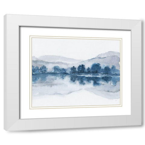 Lake in the Valley White Modern Wood Framed Art Print with Double Matting by Nan