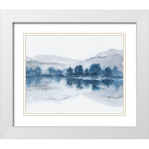 Lake in the Valley White Modern Wood Framed Art Print with Double Matting by Nan