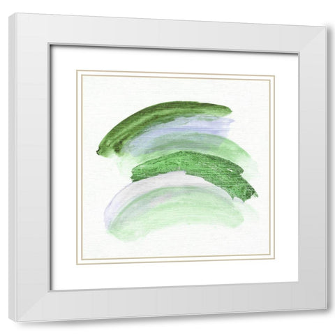 Green Rhythm I White Modern Wood Framed Art Print with Double Matting by Tava Studios
