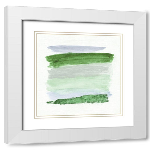 Green Rhythm II White Modern Wood Framed Art Print with Double Matting by Tava Studios