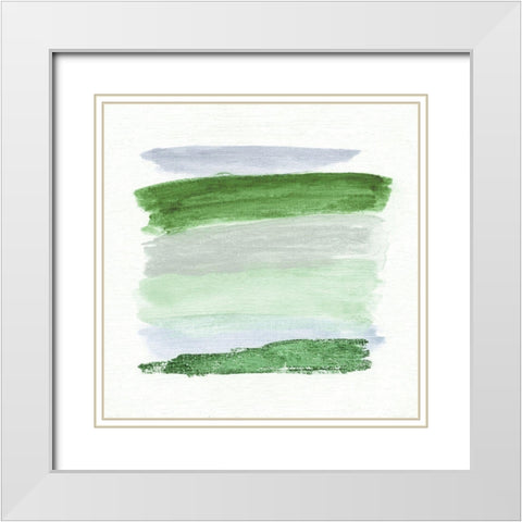 Green Rhythm II White Modern Wood Framed Art Print with Double Matting by Tava Studios