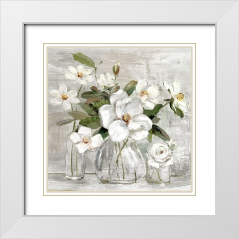Romantic Magnolias White Modern Wood Framed Art Print with Double Matting by Swatland, Sally
