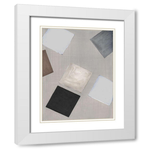 Block Encounter I White Modern Wood Framed Art Print with Double Matting by Tava Studios
