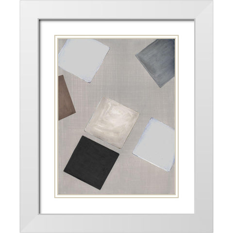 Block Encounter I White Modern Wood Framed Art Print with Double Matting by Tava Studios