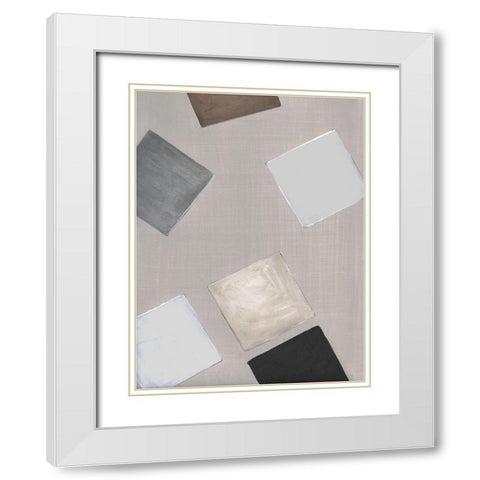 Block Encounter II White Modern Wood Framed Art Print with Double Matting by Tava Studios