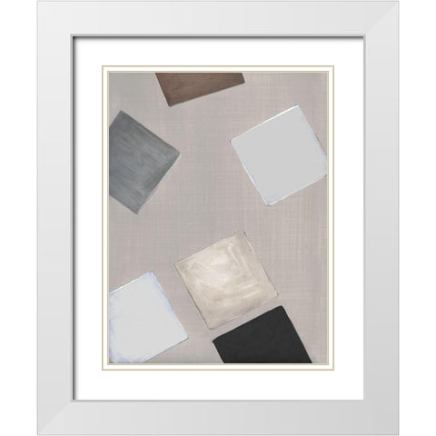 Block Encounter II White Modern Wood Framed Art Print with Double Matting by Tava Studios