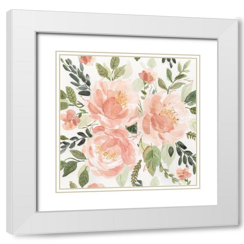 Peachy Keen I White Modern Wood Framed Art Print with Double Matting by Robinson, Carol