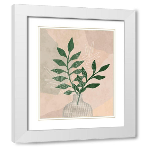 Sedona Greenery I White Modern Wood Framed Art Print with Double Matting by Carpentieri, Natalie