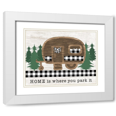 Park It White Modern Wood Framed Art Print with Double Matting by CAD Designs