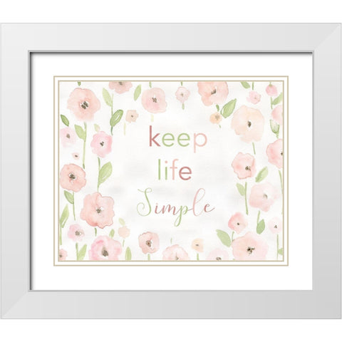 Meadow Pink Simple Life White Modern Wood Framed Art Print with Double Matting by Robinson, Carol