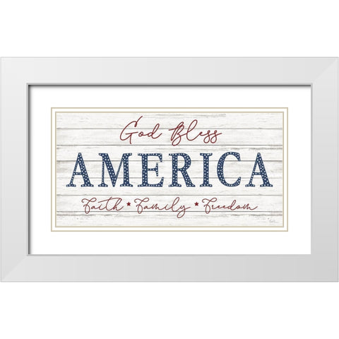 God Bless America White Modern Wood Framed Art Print with Double Matting by Carpentieri, Natalie