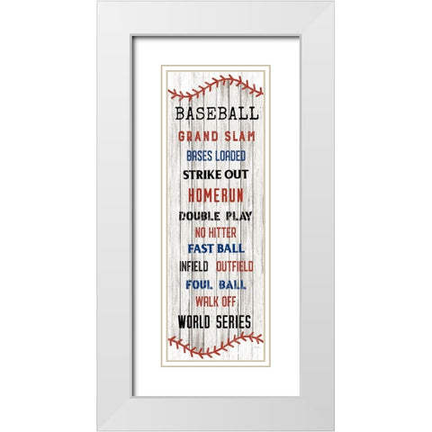 Baseball White Modern Wood Framed Art Print with Double Matting by Carpentieri, Natalie