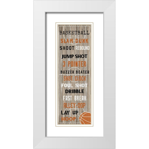 Basketball White Modern Wood Framed Art Print with Double Matting by Carpentieri, Natalie