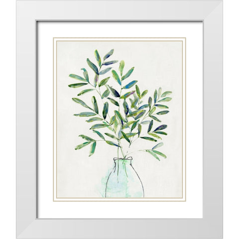 Spring Greenery Arrangement I White Modern Wood Framed Art Print with Double Matting by Swatland, Sally