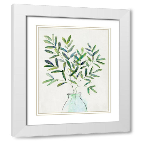 Spring Greenery Arrangement II White Modern Wood Framed Art Print with Double Matting by Swatland, Sally