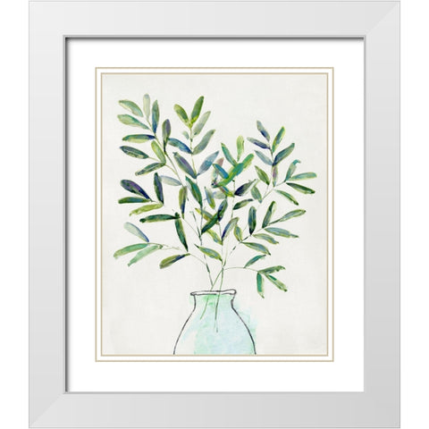 Spring Greenery Arrangement II White Modern Wood Framed Art Print with Double Matting by Swatland, Sally