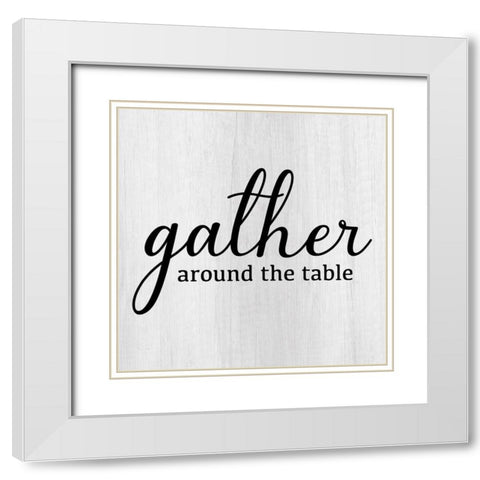 Gather Around White Modern Wood Framed Art Print with Double Matting by CAD Designs