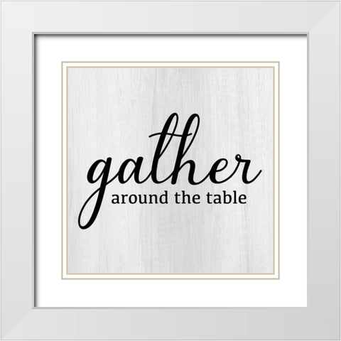 Gather Around White Modern Wood Framed Art Print with Double Matting by CAD Designs