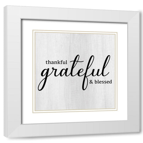 Thankful White Modern Wood Framed Art Print with Double Matting by CAD Designs