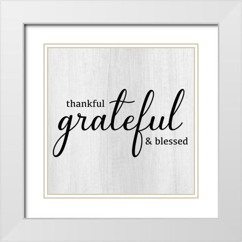 Thankful White Modern Wood Framed Art Print with Double Matting by CAD Designs