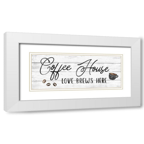 Love Brews White Modern Wood Framed Art Print with Double Matting by Carpentieri, Natalie