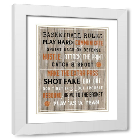 Basketball Rules White Modern Wood Framed Art Print with Double Matting by Carpentieri, Natalie