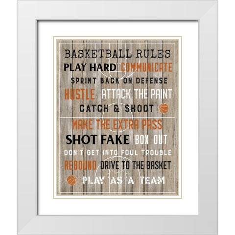Basketball Rules White Modern Wood Framed Art Print with Double Matting by Carpentieri, Natalie