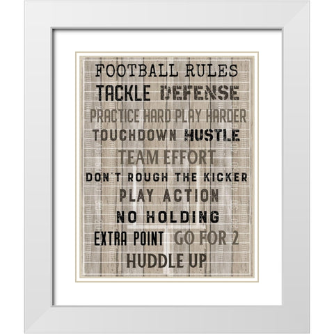 Football Rules White Modern Wood Framed Art Print with Double Matting by Carpentieri, Natalie