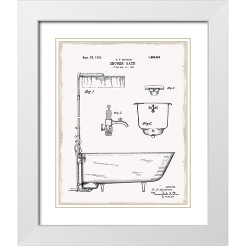 Vintage Bath I White Modern Wood Framed Art Print with Double Matting by Donovan, Kelly