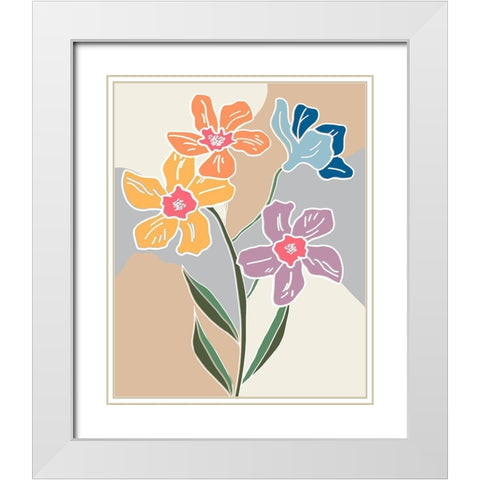 Outlined Botanical Pop I White Modern Wood Framed Art Print with Double Matting by Carpentieri, Natalie
