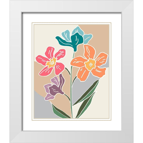 Outlined Botanical Pop II White Modern Wood Framed Art Print with Double Matting by Carpentieri, Natalie