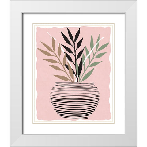 Wired Palm I White Modern Wood Framed Art Print with Double Matting by Santiago, Daniela