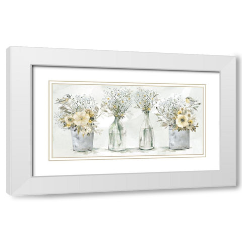 Farmhouse Bouquet White Modern Wood Framed Art Print with Double Matting by Robinson, Carol