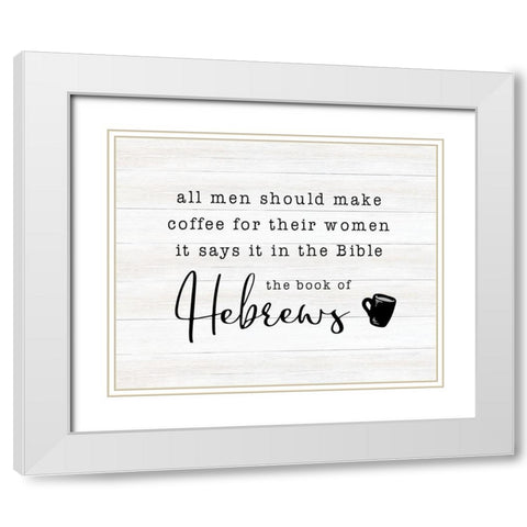 Hebrews White Modern Wood Framed Art Print with Double Matting by CAD Designs