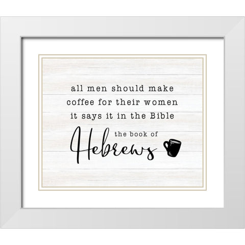 Hebrews White Modern Wood Framed Art Print with Double Matting by CAD Designs